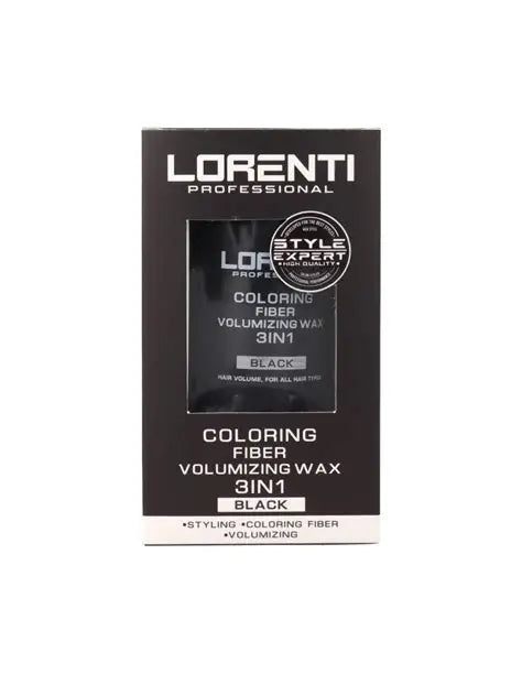 Lorenti Professional 3 in 1 Coloring Fiber Volumizing Wax - 30g (Black)