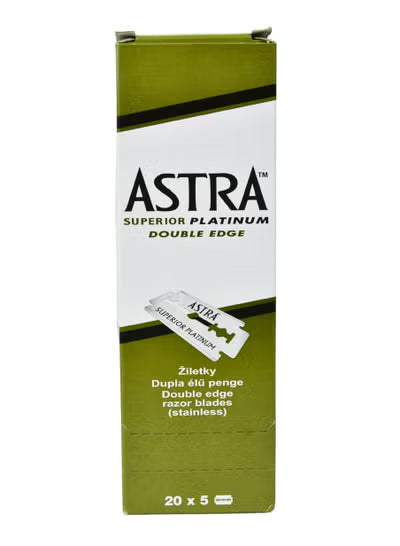 Astra Platinum Double Edge Stainless Steel Razor Blades - 20 x 5pcs