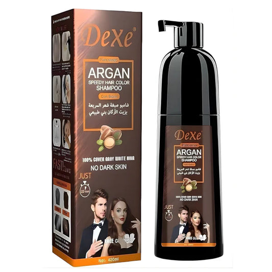 Dexe Argan Oil Hair Colour Shampoo - 420ml (Dark Brown)