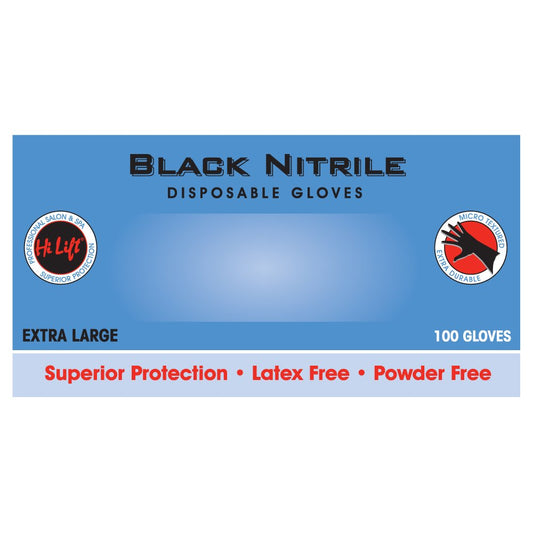 Hi Lift Disposable Nitrile Gloves - 100pcs (Black, Extra Large)