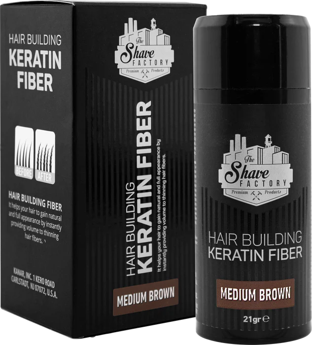 The Shave Factory Hair Building Keratin Fiber - 21g (Medium Brown)