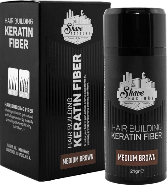 The Shave Factory Hair Building Keratin Fiber - 21g (Medium Brown)