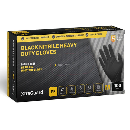 XtraGuard Heavy Duty Black Nitrile Gloves (Medium)